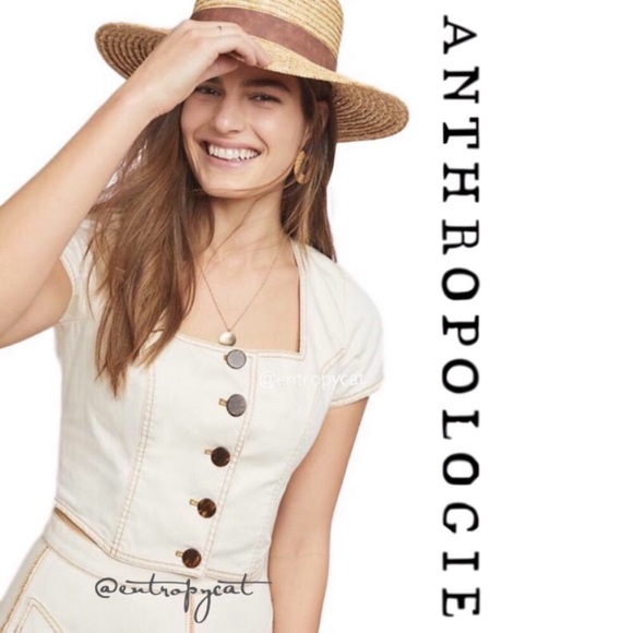 Anthropologie Tops - NWT Anthropologie Button Front Denim Crop